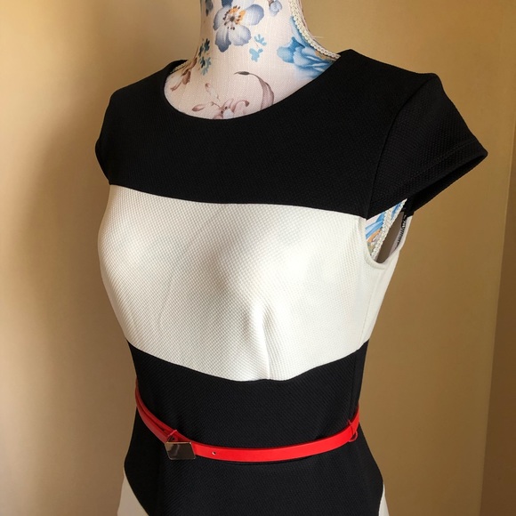 Madison Leigh black,white and red striped dress 6 - Picture 2 of 8